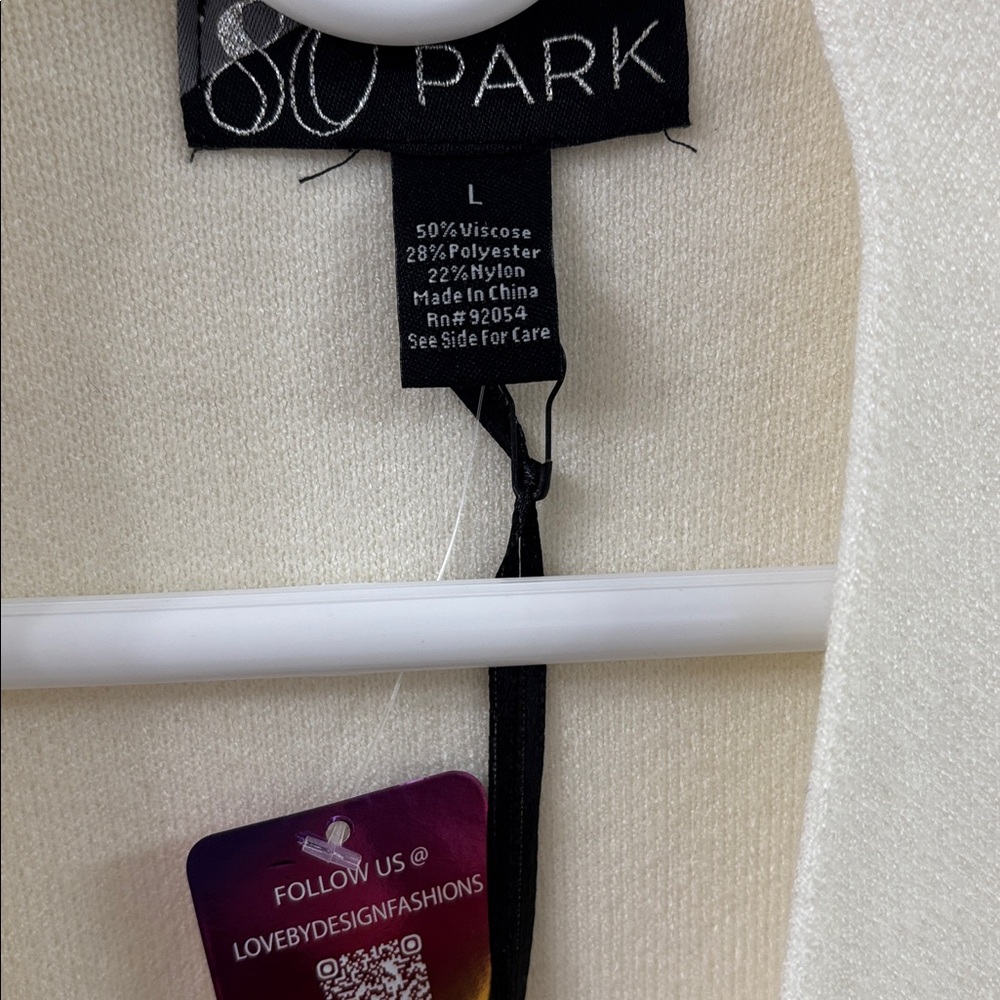 NWT 80 Park Valentine’s Day Crochet Heart Long Antique White Cardigan Large - Picture 4 of 7